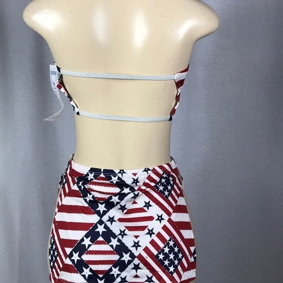 Zuliana Size Small Flag Print Material Skirt Set. Made In USA. New With Tags - Picture 3 of 3